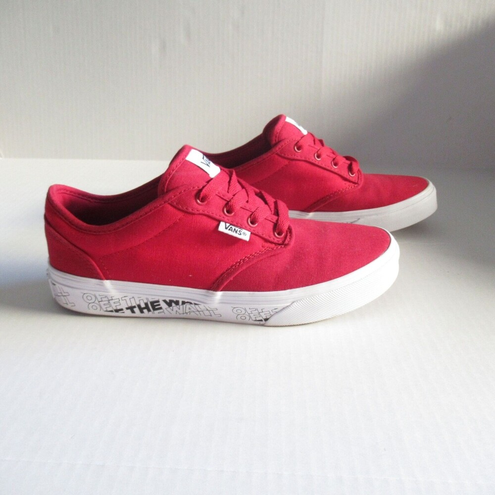 Vans Off The Wall Unisex Kids Atwood Red Canvas Lace Up Sneaker Shoes Size US 5